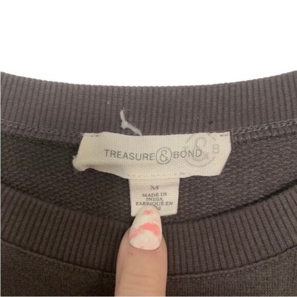 Treasure & Bond Brown Floral Embroidered Crewneck Sweatshirt M NWT - Picture 2 of 3